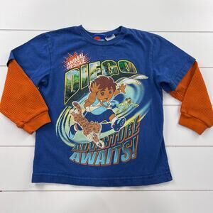 Diego Nick Jr Vintage Y2K Kids Boys size 5/6 Long Sleeve T-shirt Blue Orange